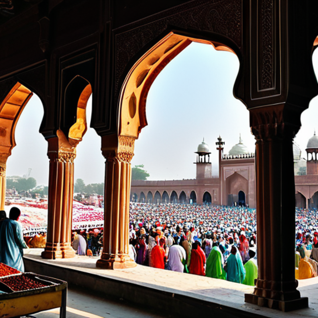 **
"A busy marketplace in Lahore, Pakistan. Vendors are selling colorful textiles, spices, and fresh fruits. People in traditional shalwar kameez are shopping and socializing. A majestic Badshahi Mosque is visible in the background. Bright daylight, realistic details, cultural richness, appropriate attire, family-friendly, safe for work, professional photography."
**