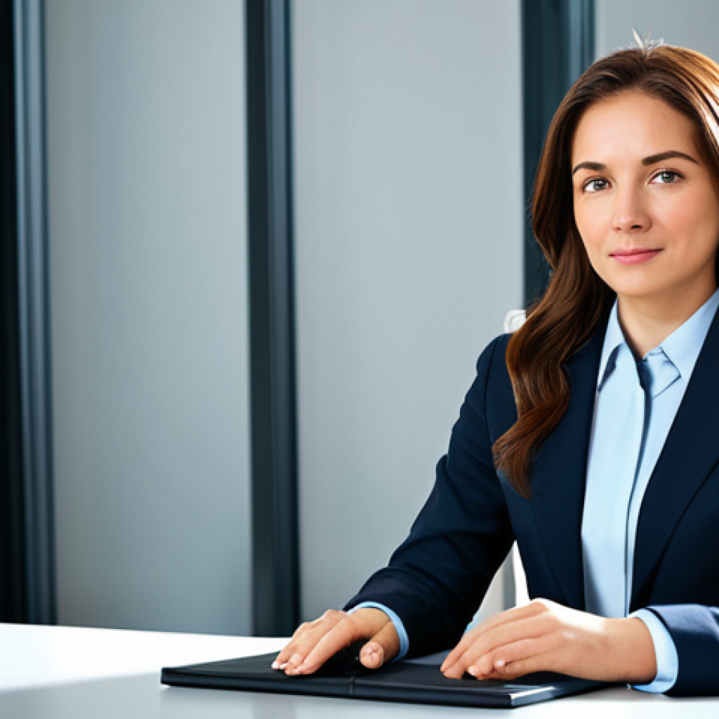 도시계획 업무에서의 창의적 문제 해결법 - **Prompt:** A professional businesswoman in a modest business suit, sitting at a desk in a modern of...