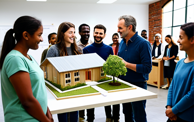 도시계획 업무에서의 창의적 문제 해결법 - **Prompt:** A diverse group of city planners reviewing blueprints in a brightly lit conference room,...