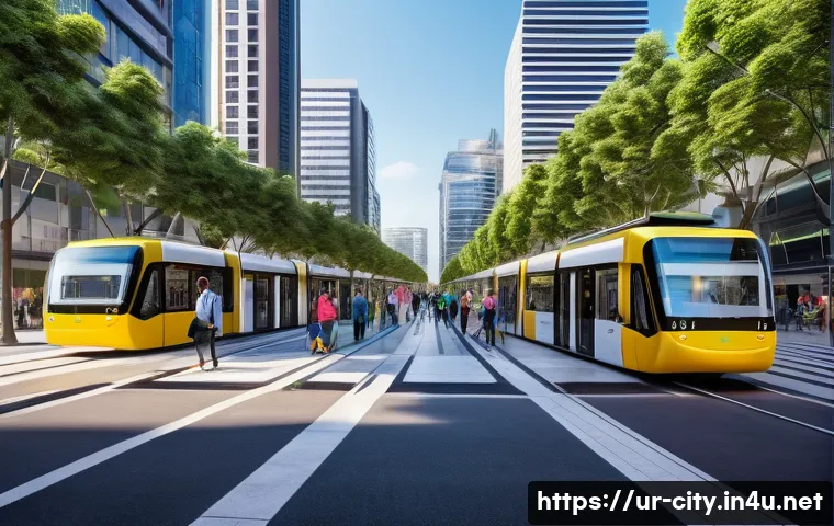 도시계획 관련 업무에서의 협업 사례 - **Prompt:** A bustling, vibrant smart city square during the day, showcasing a diverse group of peop...